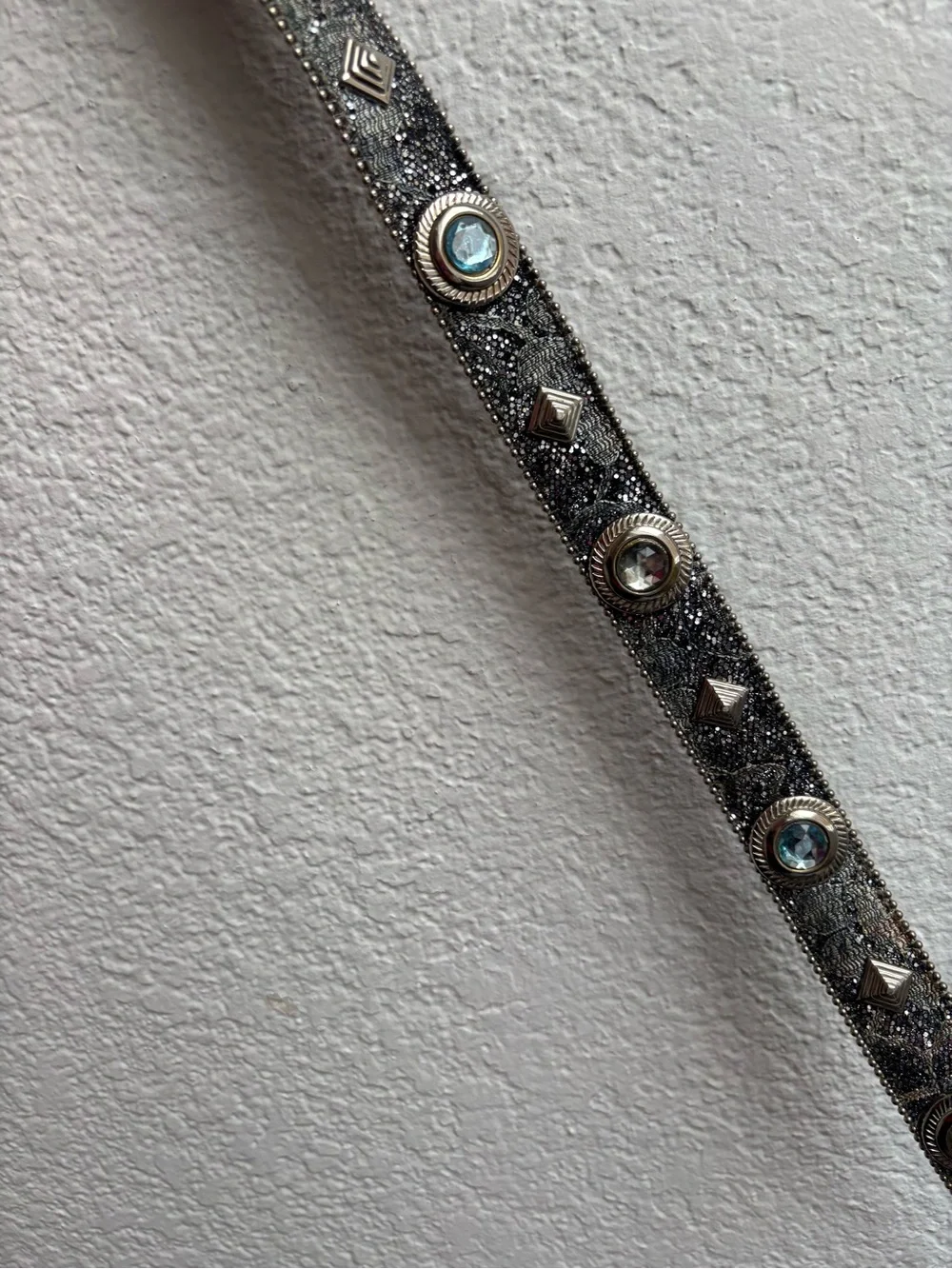 Vintage Elite Black Jeweled Western Style Accent Belt Womens Y2K